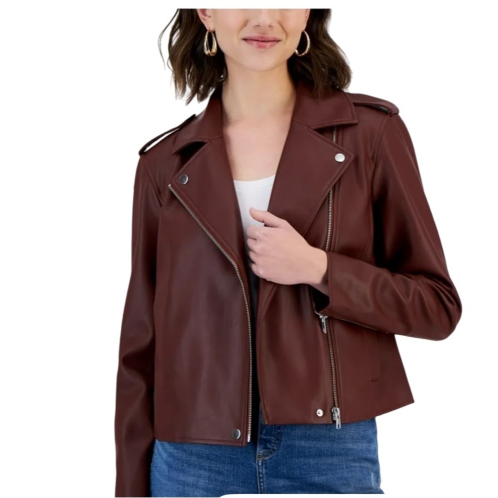 INC International Concepts Faux Leather Moto Jacket NWT Size XS - Picture 1 of 9